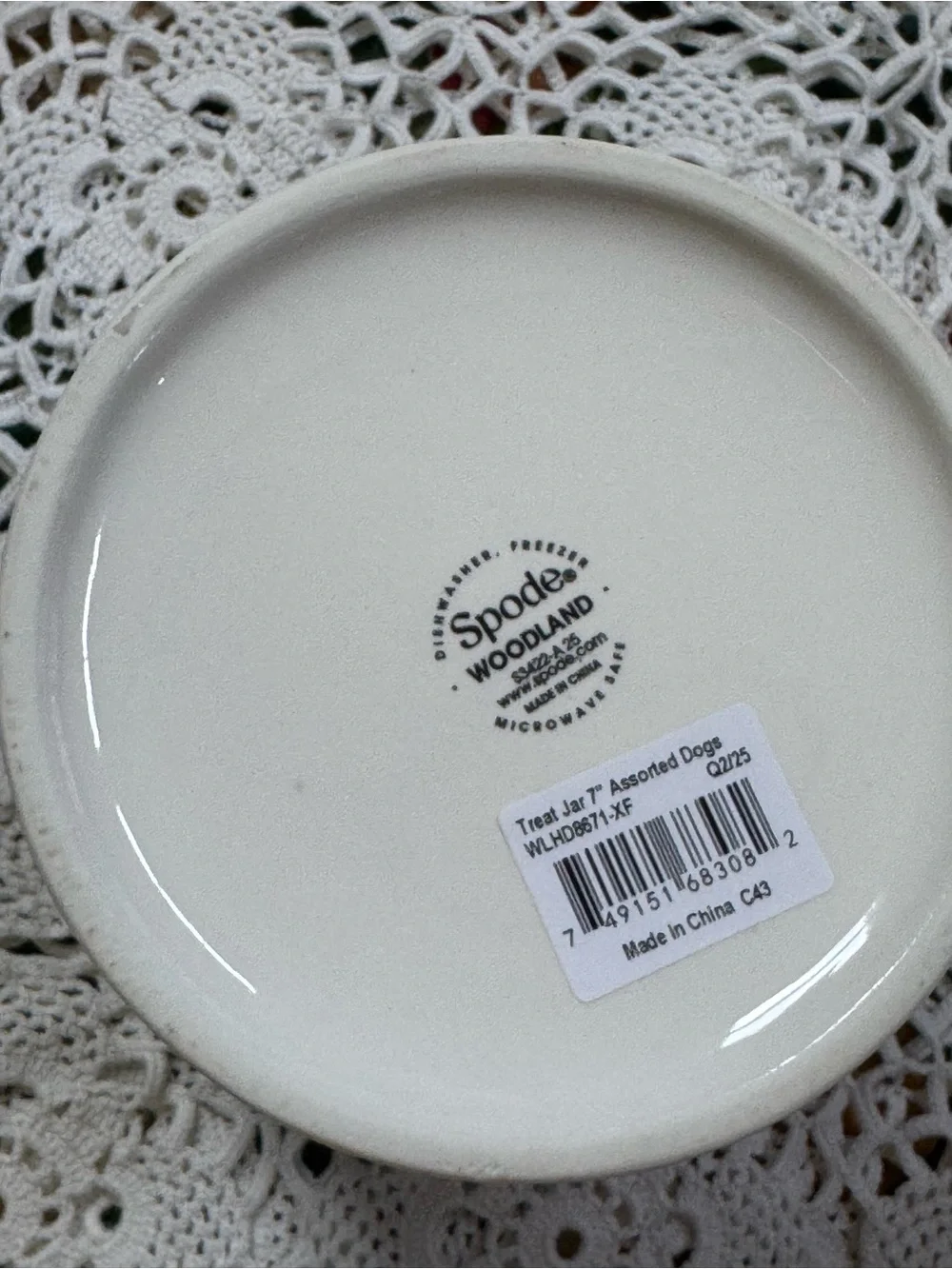 Spode Ceramic Canister with Brown Floral Border and Scenic Dog Motif